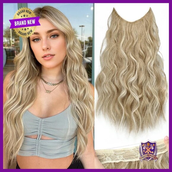 20-Inch Synthetic Hair Extensions with Invisible Wire Headband & 4 Clips main image 4